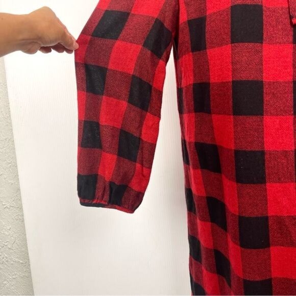 Madewell signal red black buffalo plaid Check Print tunic dress Medium Sty F8652 - Picture 5 of 8
